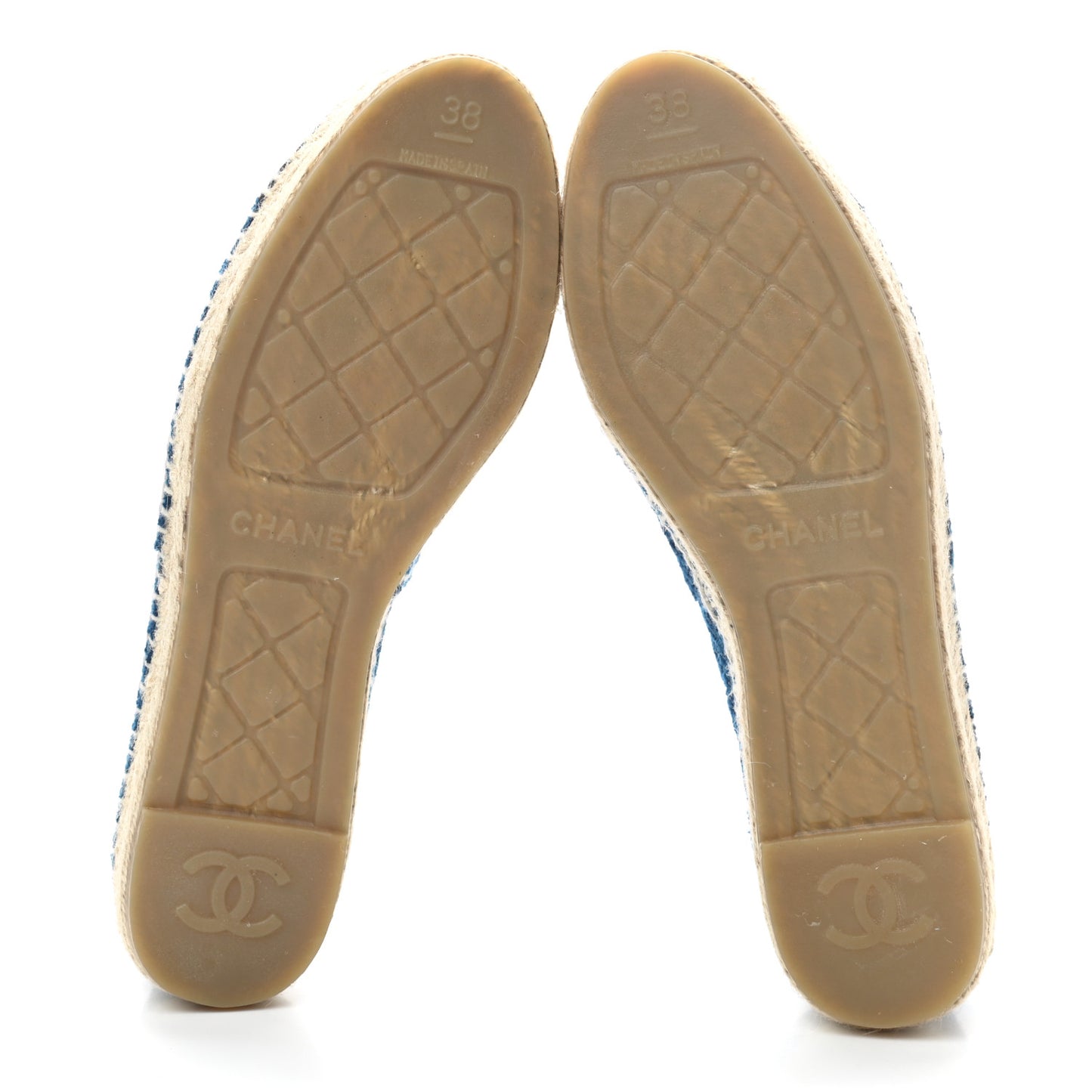 Velvet Grosgrain Quilted Camellia CC Espadrilles 38 Navy Black
