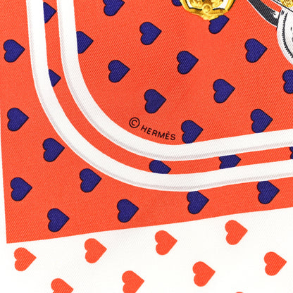 Hermes Silk Brides De Gala Love Pocket Square Orange Marine White 3 of 5