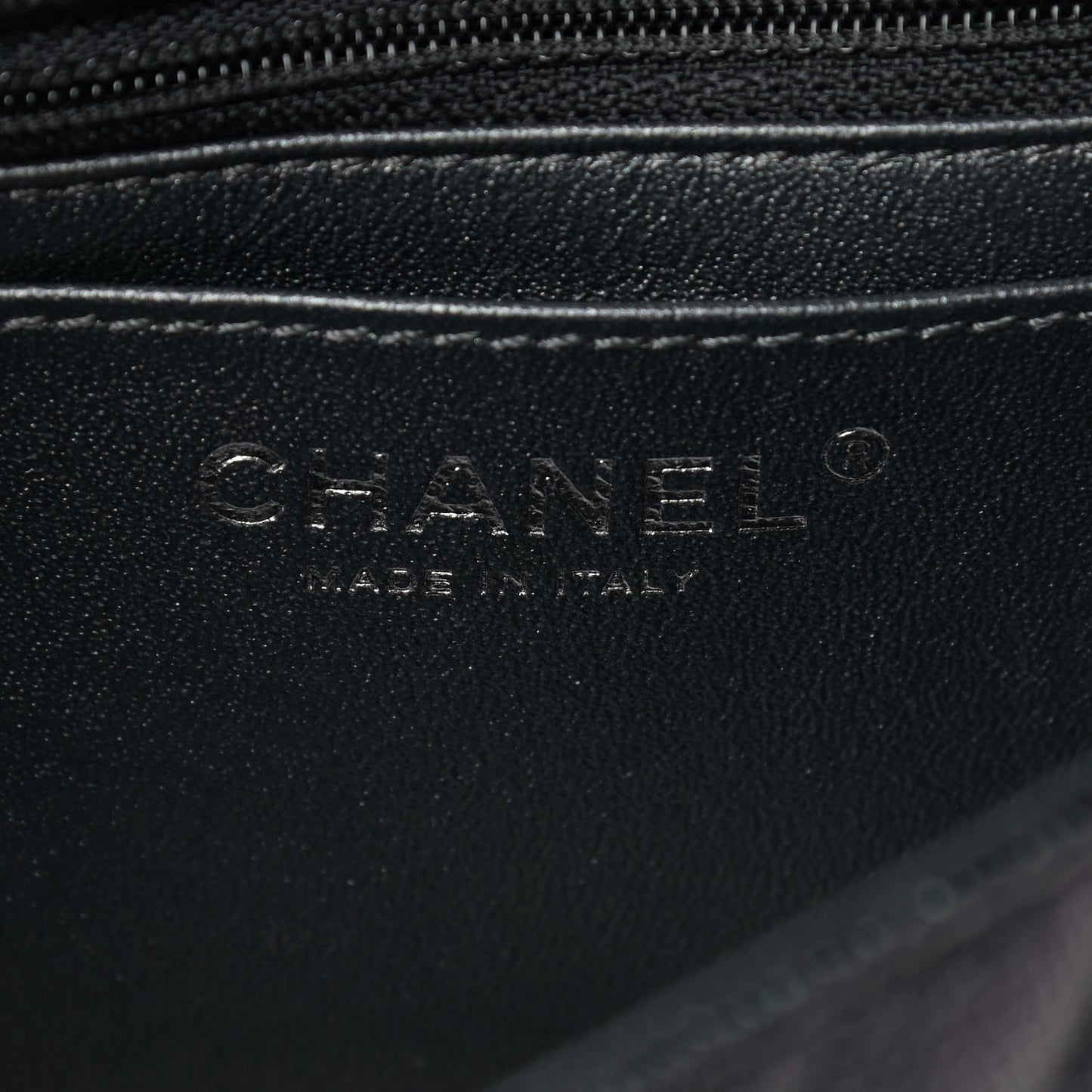 Iridescent Caviar Chevron Quilted Mini Rectangular Flap Black