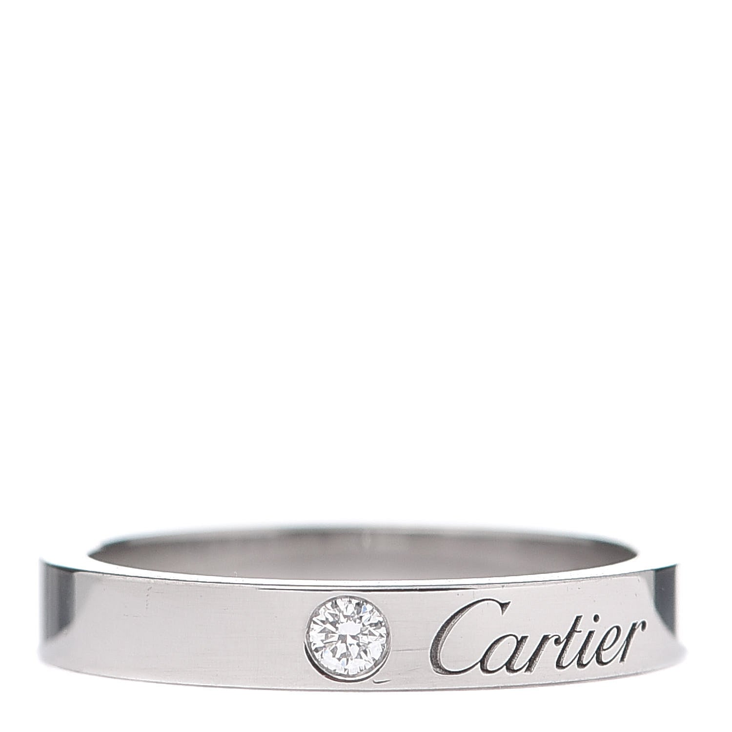Cartier Platinum Diamond 3mm C De Wedding Band Ring 50 5.25 1 of 7