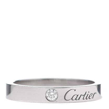 Cartier Platinum Diamond 3mm C De Wedding Band Ring 50 5.25 1 of 7