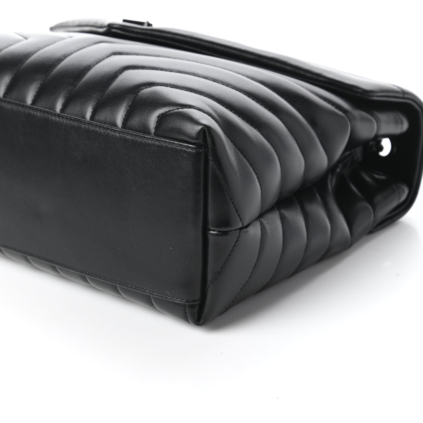 Calfskin Y Quilted Monogram Medium Loulou Chain Satchel Black