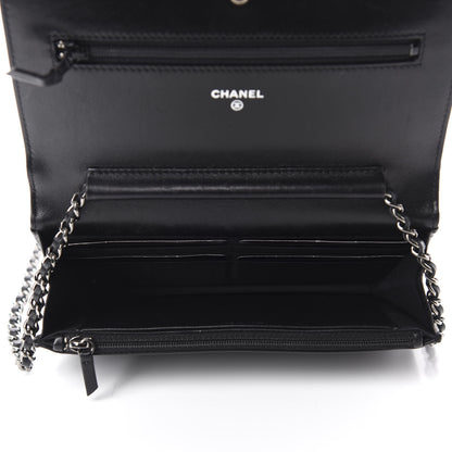 Chanel Lambskin Quilted Boy Wallet On Chain WOC Black 5 of 12