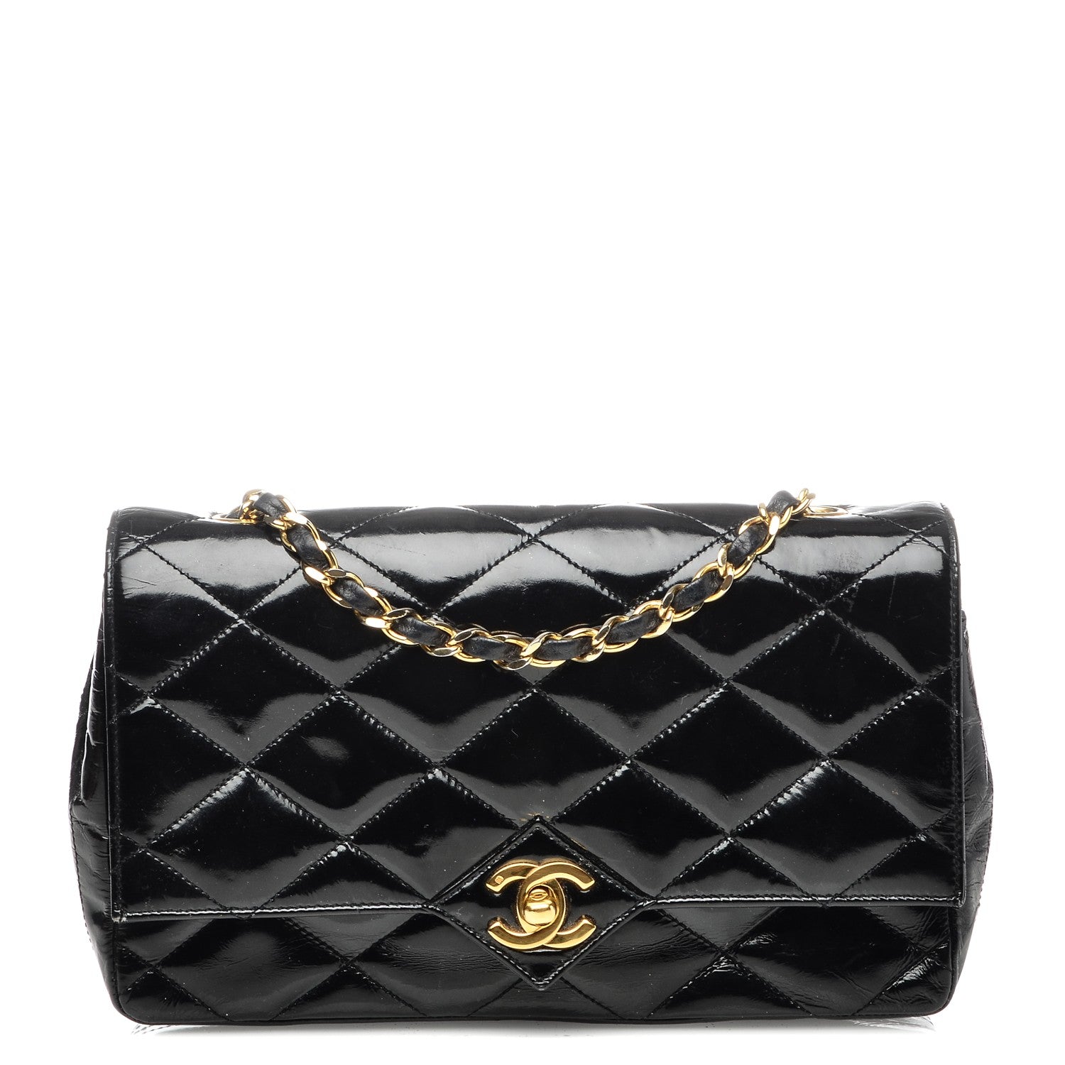 Chanel Patent Quilted Small Single Flap Black 1 of 9