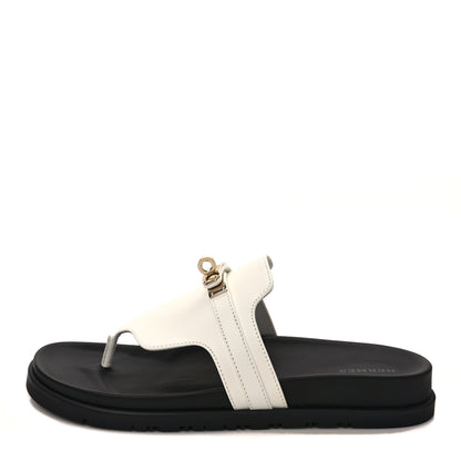 Hermes Calfskin Womens Empire Sandals 39 White 1 of 8