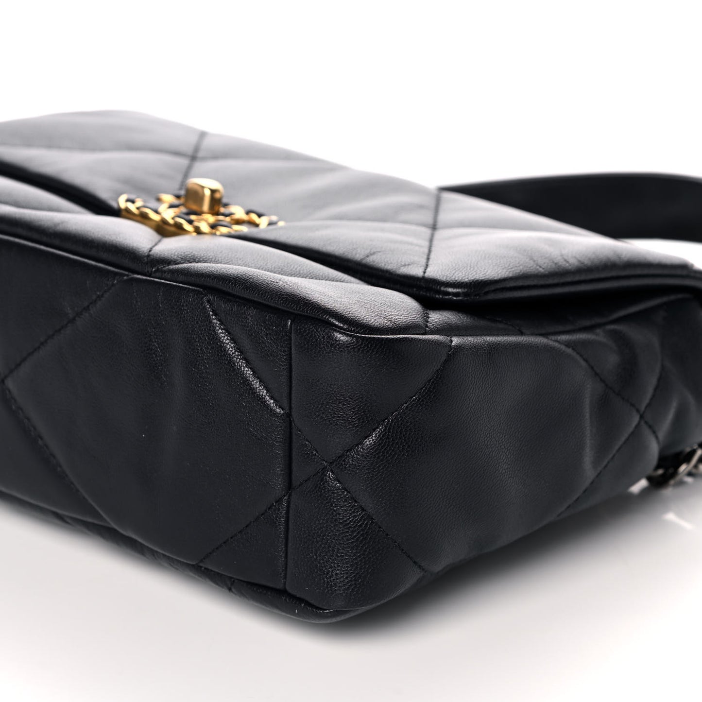 Goatskin Quilted Medium Chanel 19 Flap Navy Blue
