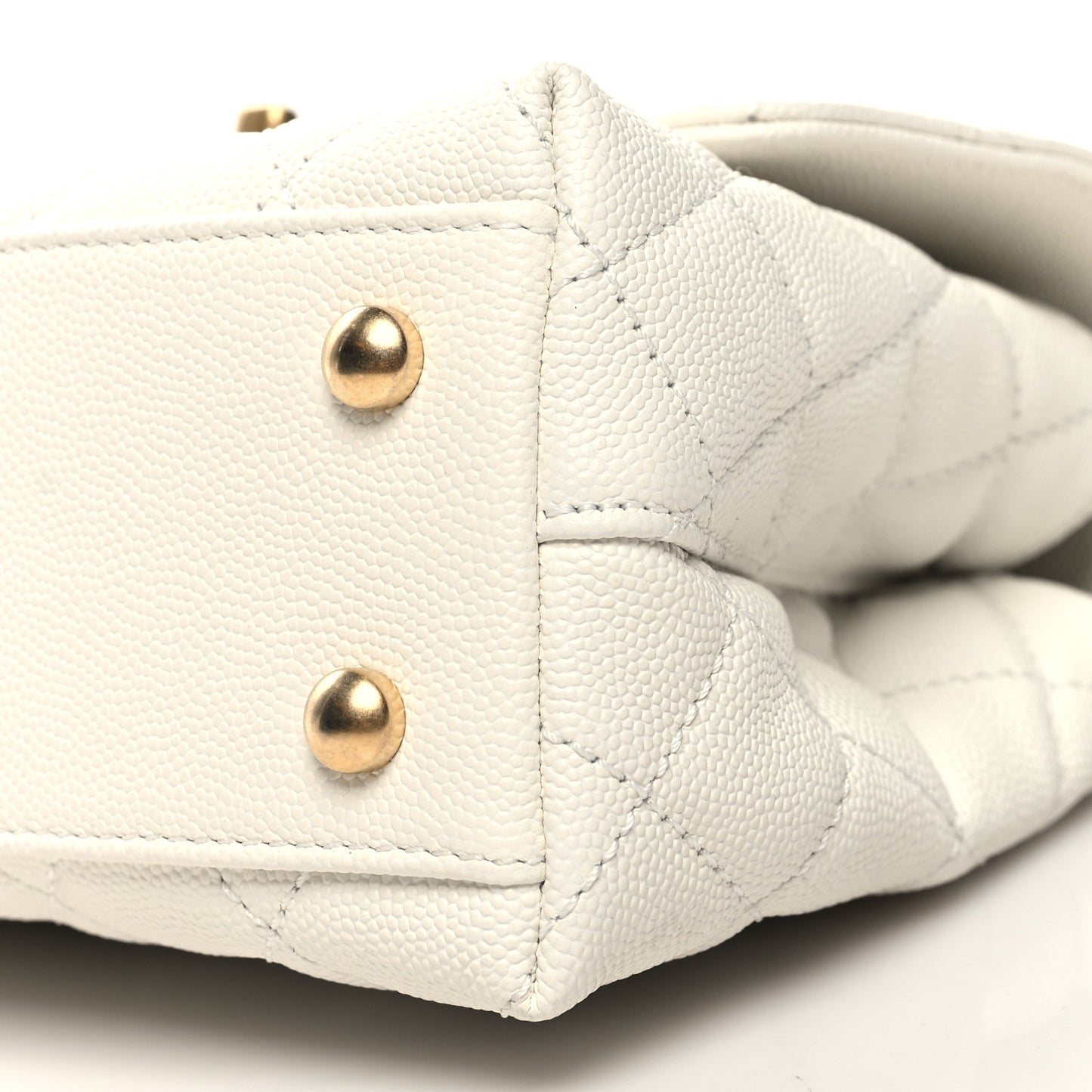 Caviar Quilted Mini Coco Chain Handle Flap White