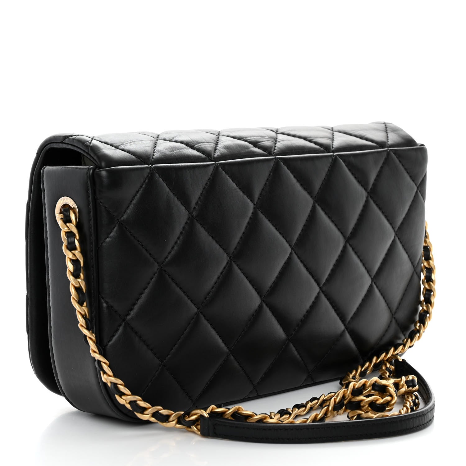 Chanel Calfskin Quilted Nailed CC Flap Bag Black 3 of 10