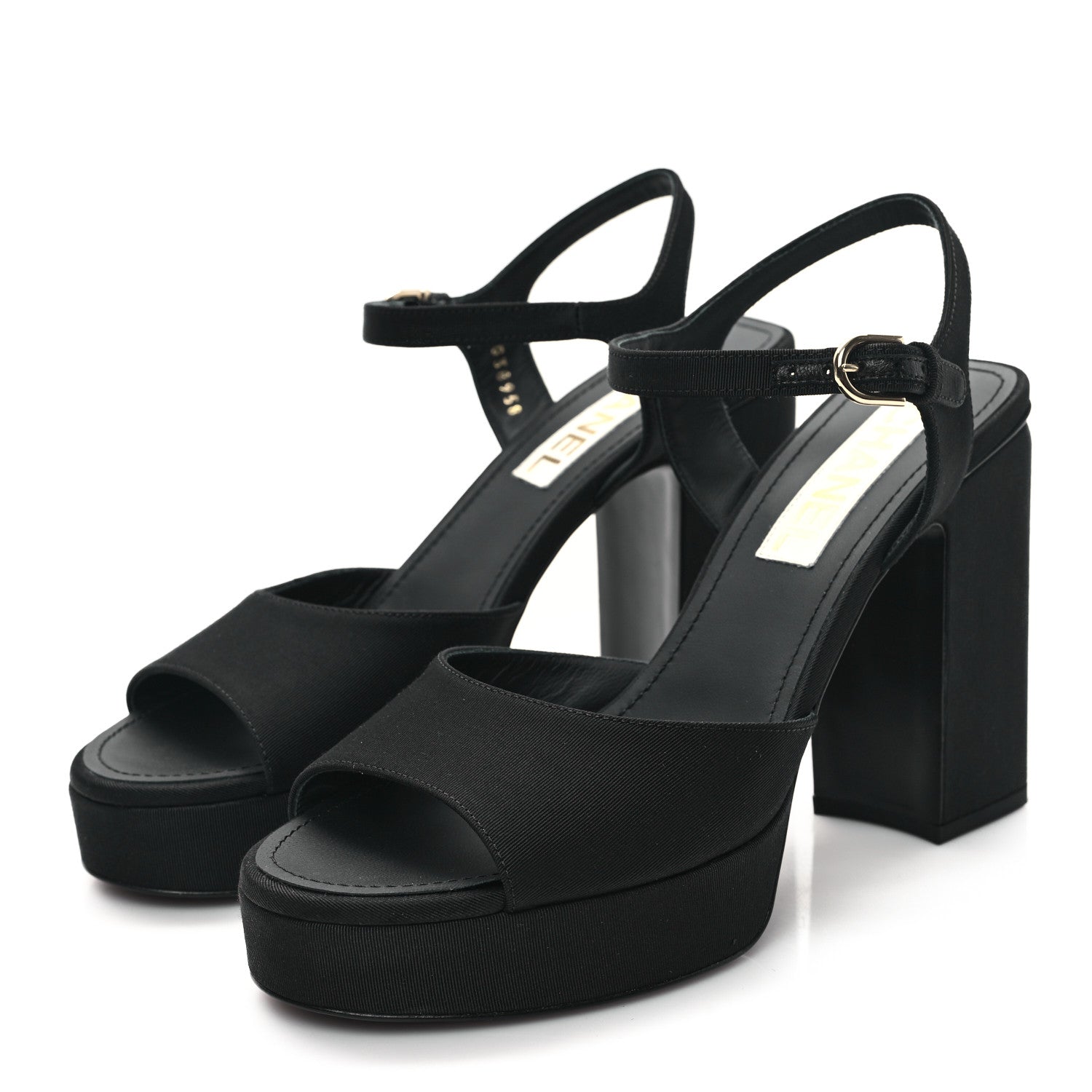 Chanel Grosgrain Platform Sandals 39 Black 3 of 11