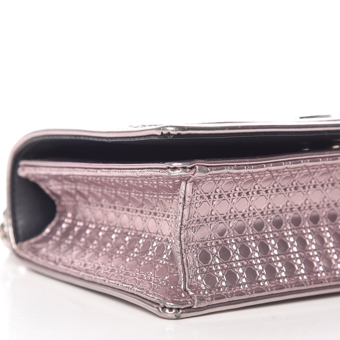 Metallic Patent Micro-Cannage Mini Diorama Flap Bag Hyper Pink