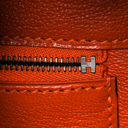 Hermes Shiny Porosus Crocodile Birkin 40 Black Orange 22 of 43