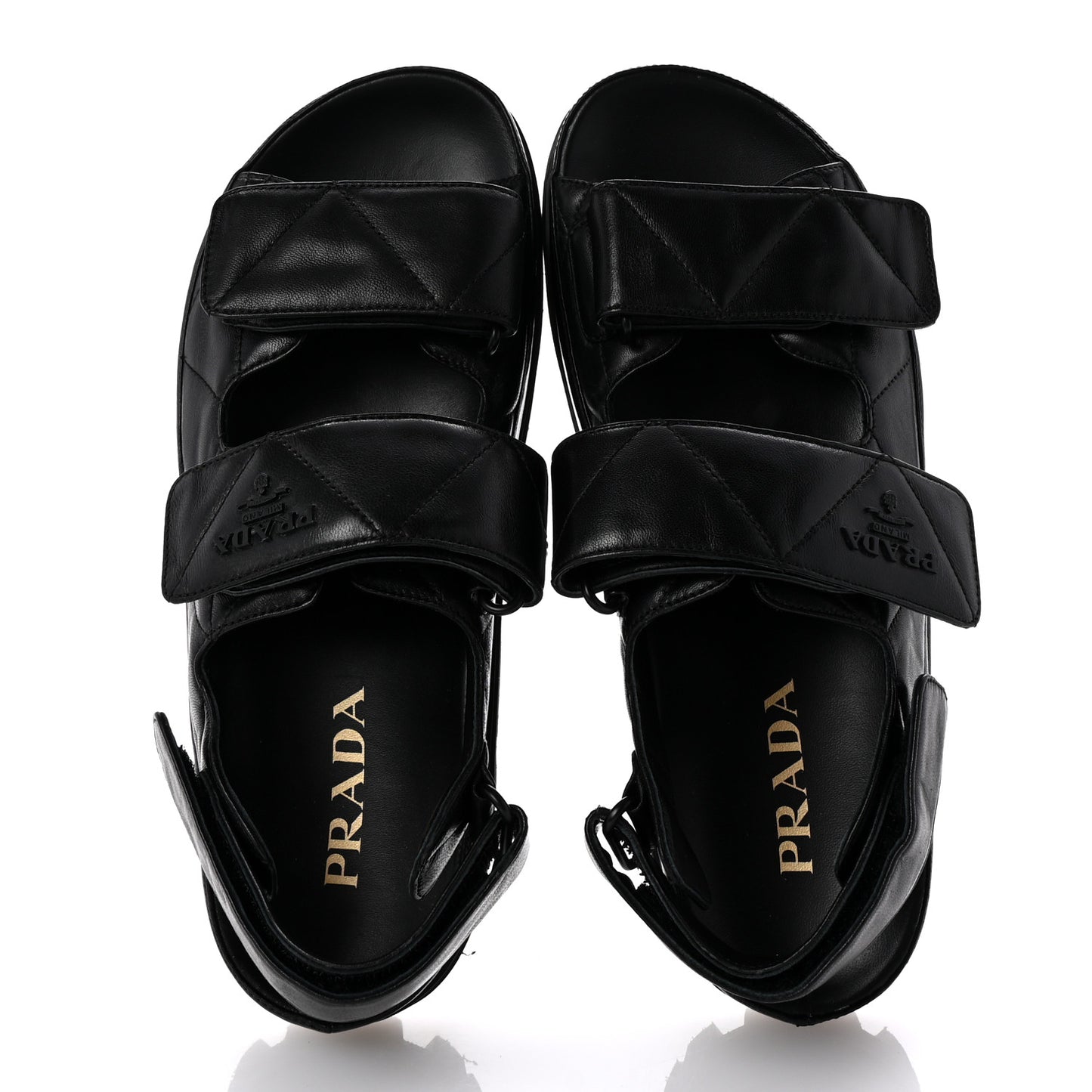 Nappa Quilted Padded Slingback Sandals 39 Black