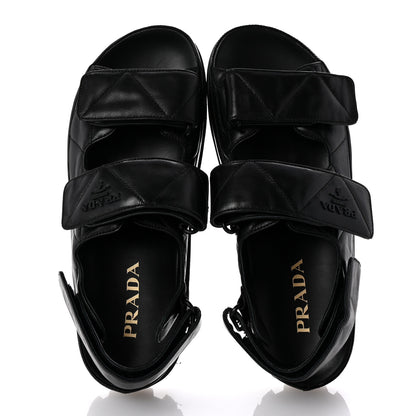 Prada Nappa Quilted Padded Slingback Sandals 39 Black 2 of 10