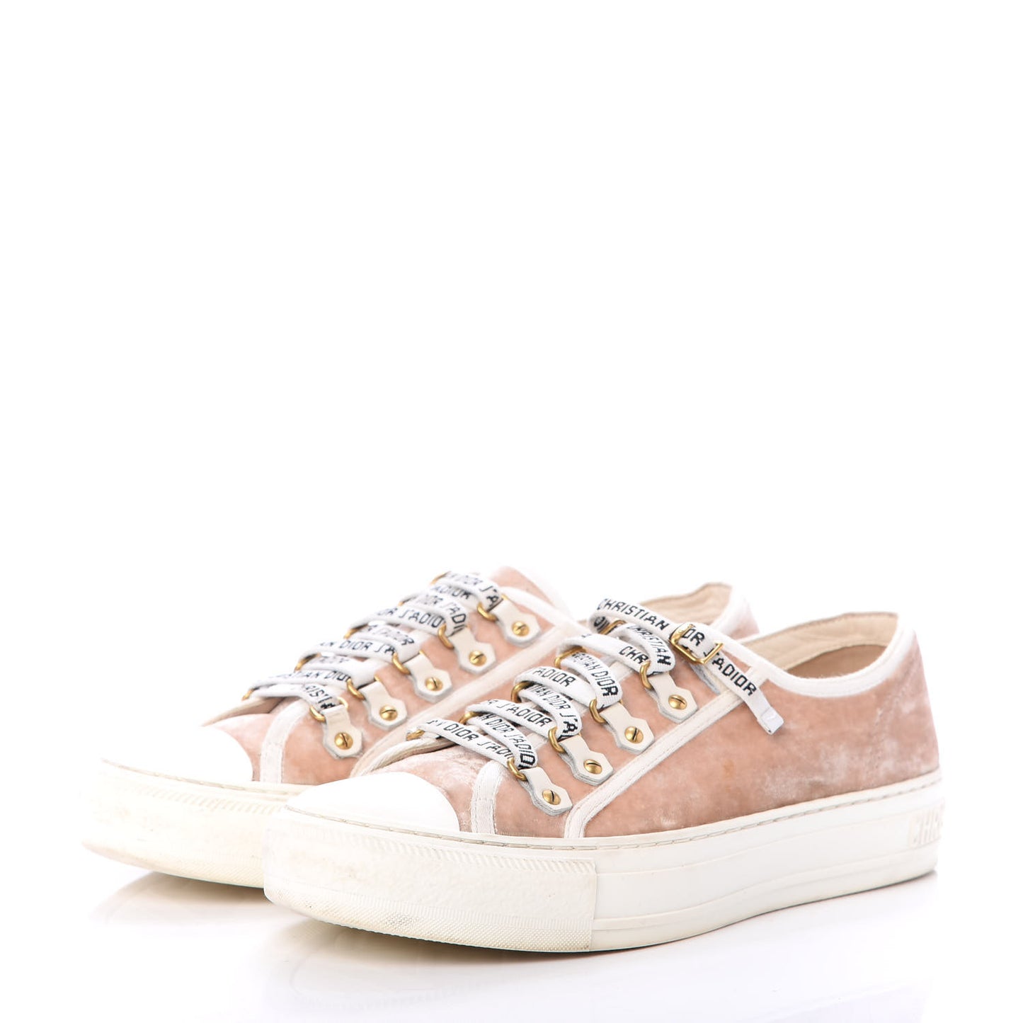 Velvet Walk'N'Dior Low Top Sneakers 38 Nude