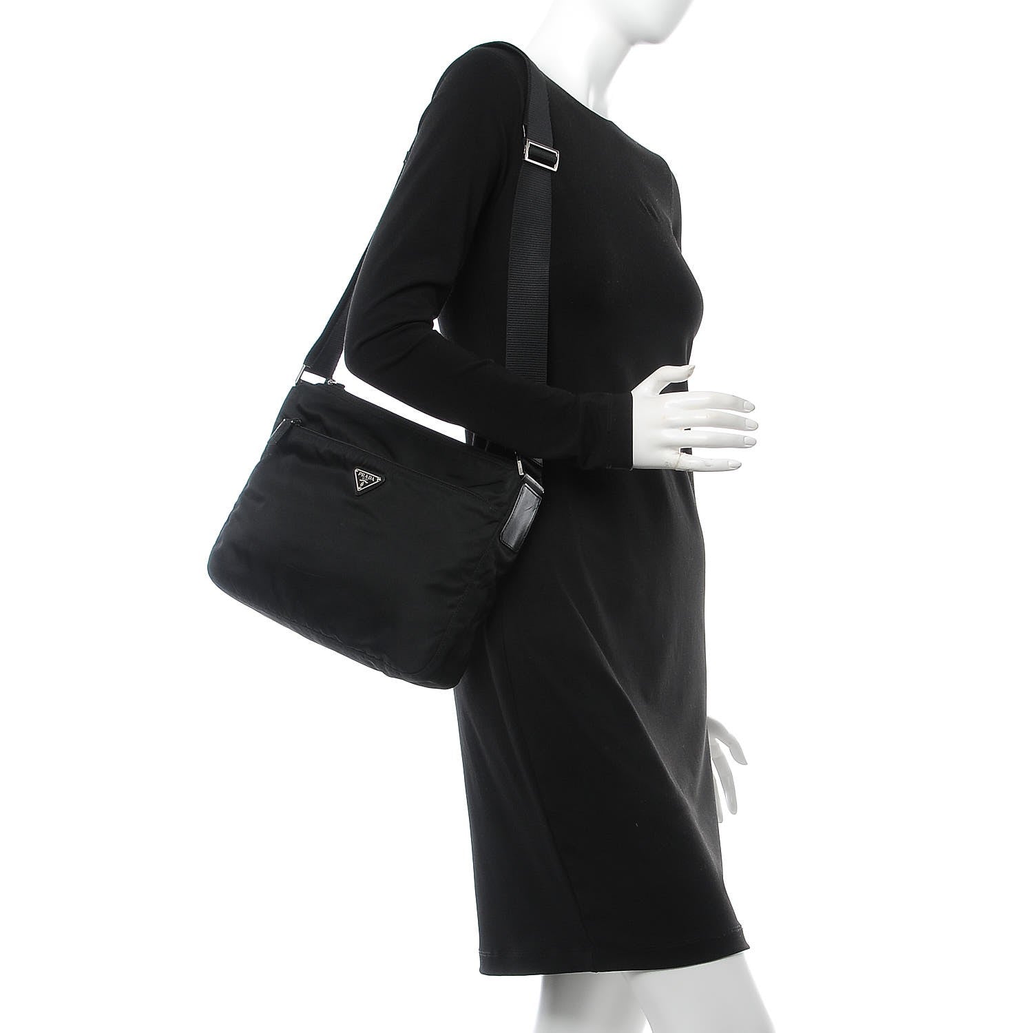 Prada Tessuto Nylon Flat Messenger Bag Black 2 of 8