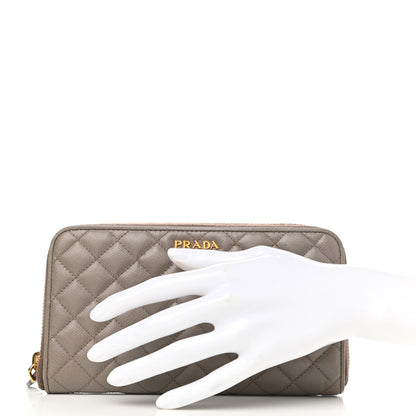 Prada Saffiano Quilted Zip Around Wallet Argilla 2 of 10