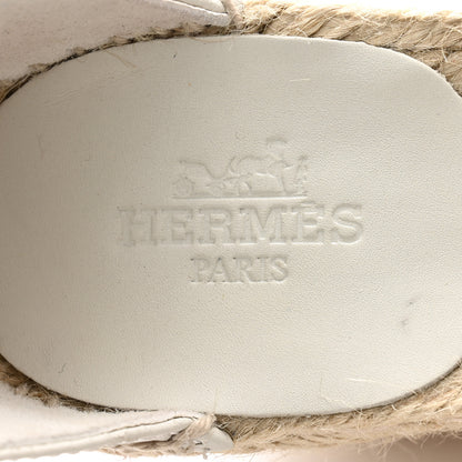 Hermes Calfskin Tivoli Espadrille Wedge Sandals 36 White 6 of 11