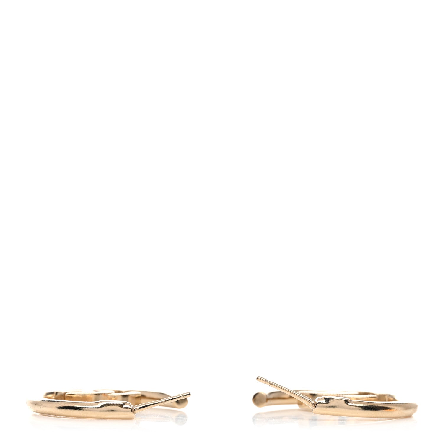 Chanel Metal Textured CC Hoop Earrings Gold 4 of 6