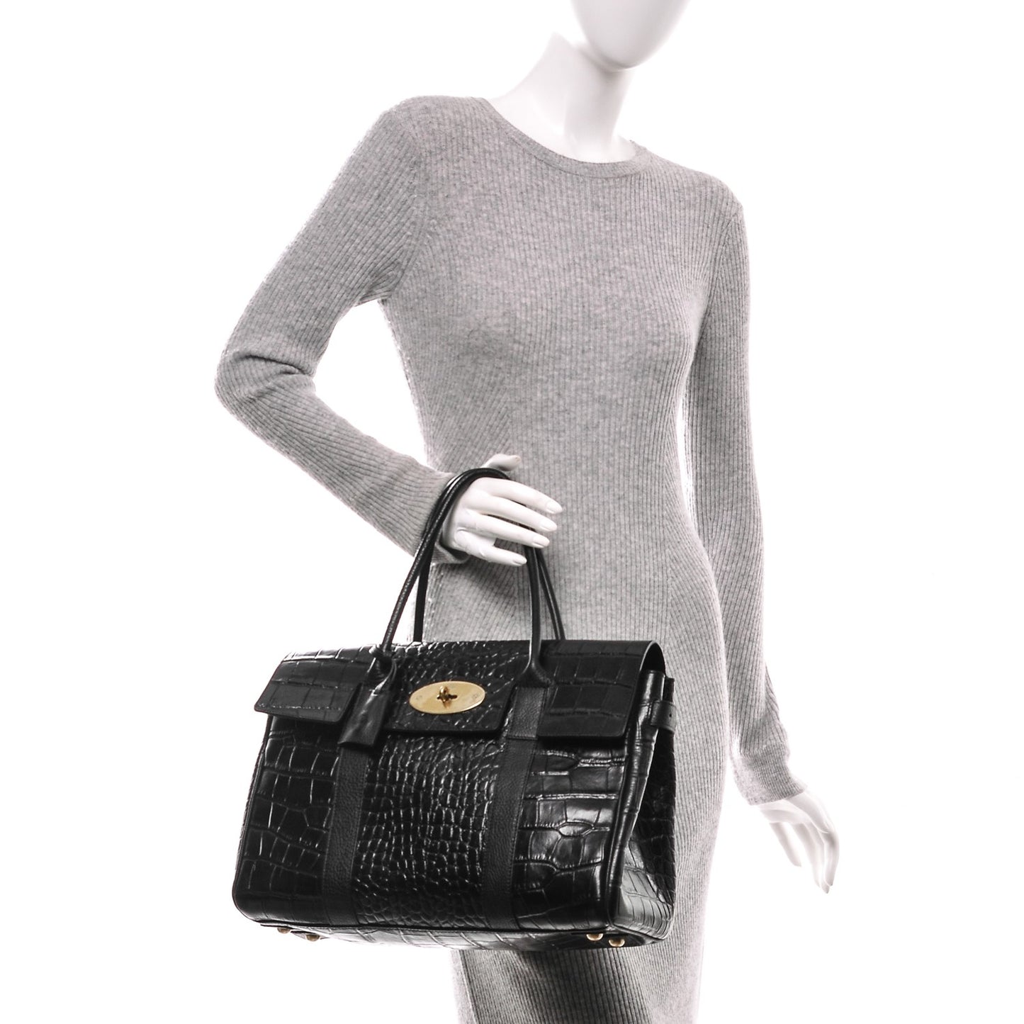 Crocodile Embossed Bayswater Black