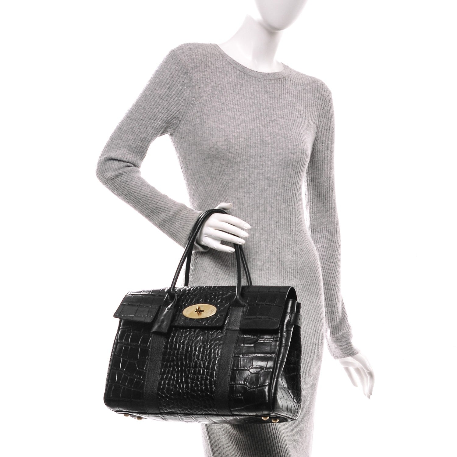 Mulberry Crocodile Embossed Bayswater Black 2 of 7