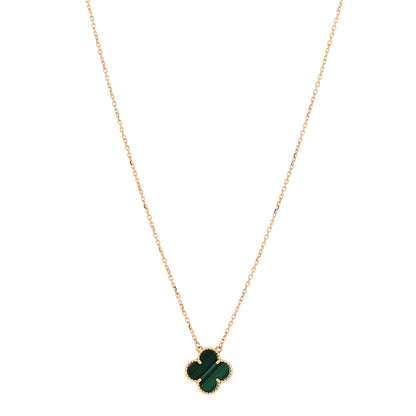 Van Cleef & Arpels 18K Yellow Gold Malachite Vintage Alhambra Pendant Necklace 1 of 5