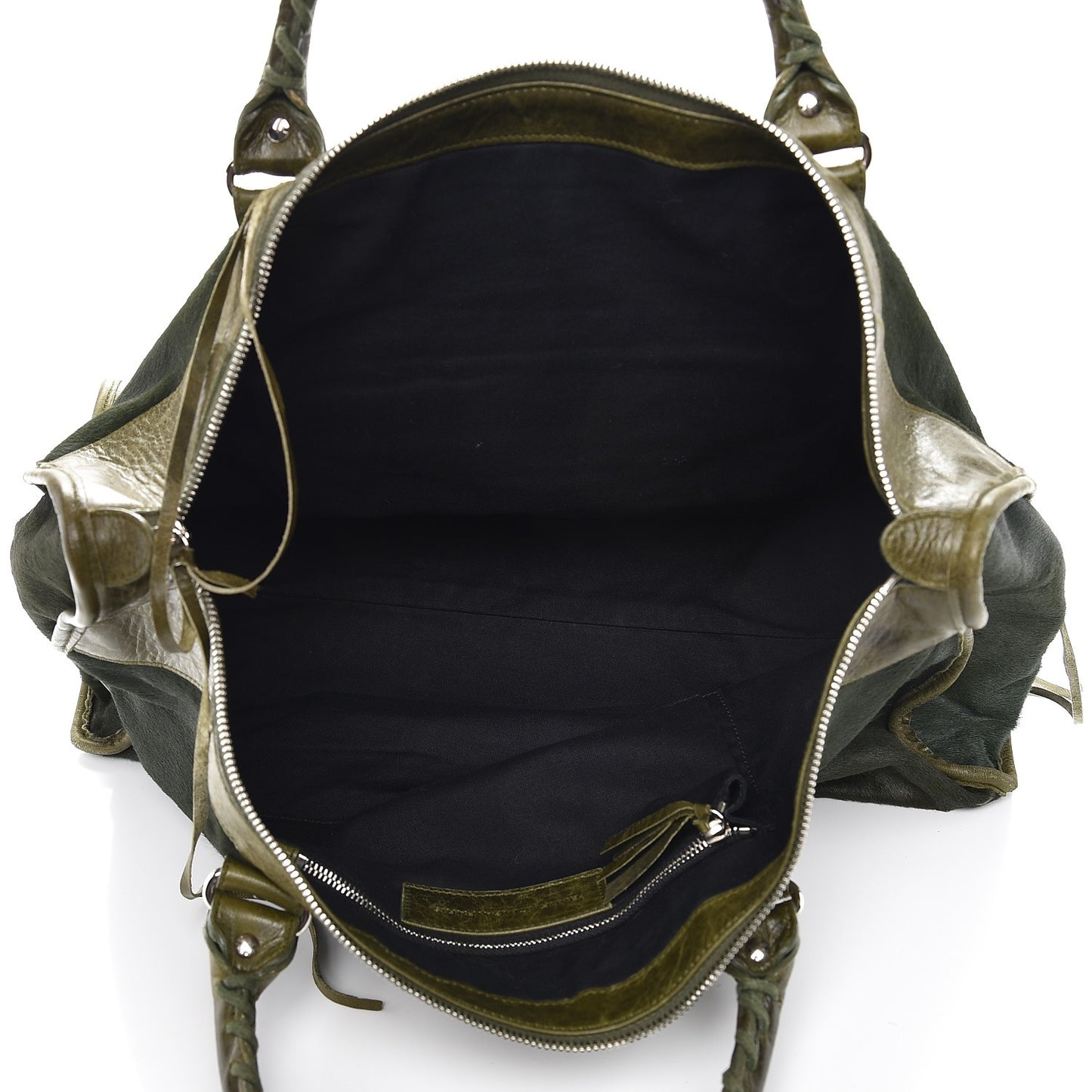 Chevre Pony Hair Classic Hardware Work Olive