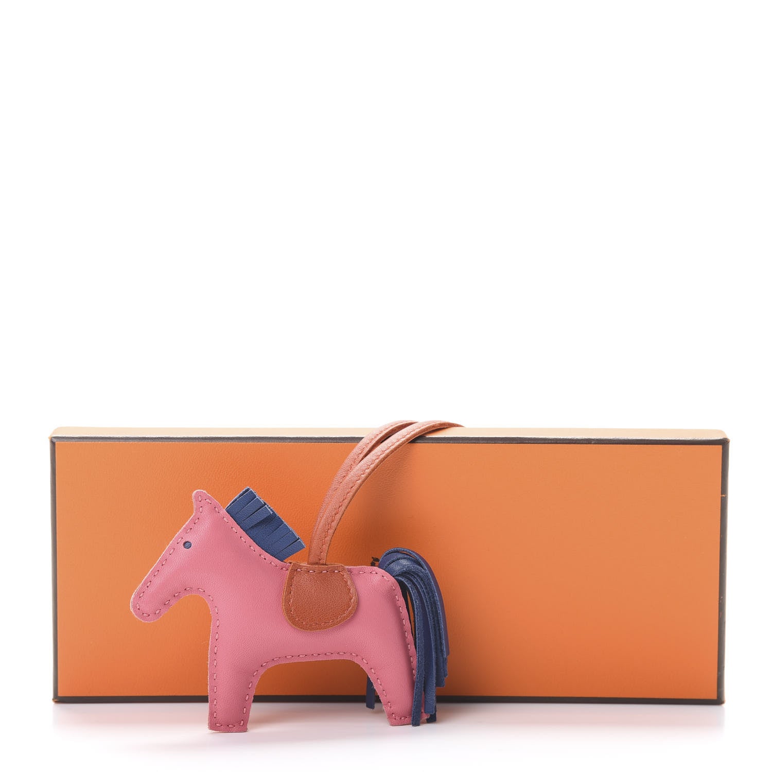 Hermes Milo Lambskin Grigri Rodeo Bag Charm PM Rose Azalee Cornaline Bleu De Malte 4 of 4