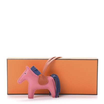 Hermes Milo Lambskin Grigri Rodeo Bag Charm PM Rose Azalee Cornaline Bleu De Malte 4 of 4