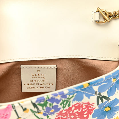 Gucci X KEN SCOTT Calfskin Matelasse Floral Print Super Mini GG Marmont Shoulder Bag Ivory Pink 6 of 11
