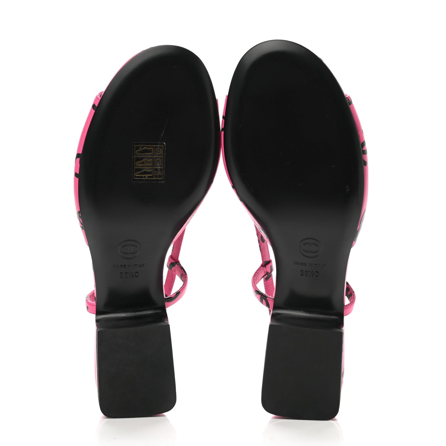 Printed Lambskin CC Slingback Sandals 38.5 Dark Pink