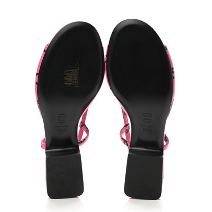 Chanel Printed Lambskin CC Slingback Sandals 38.5 Dark Pink 5 of 9