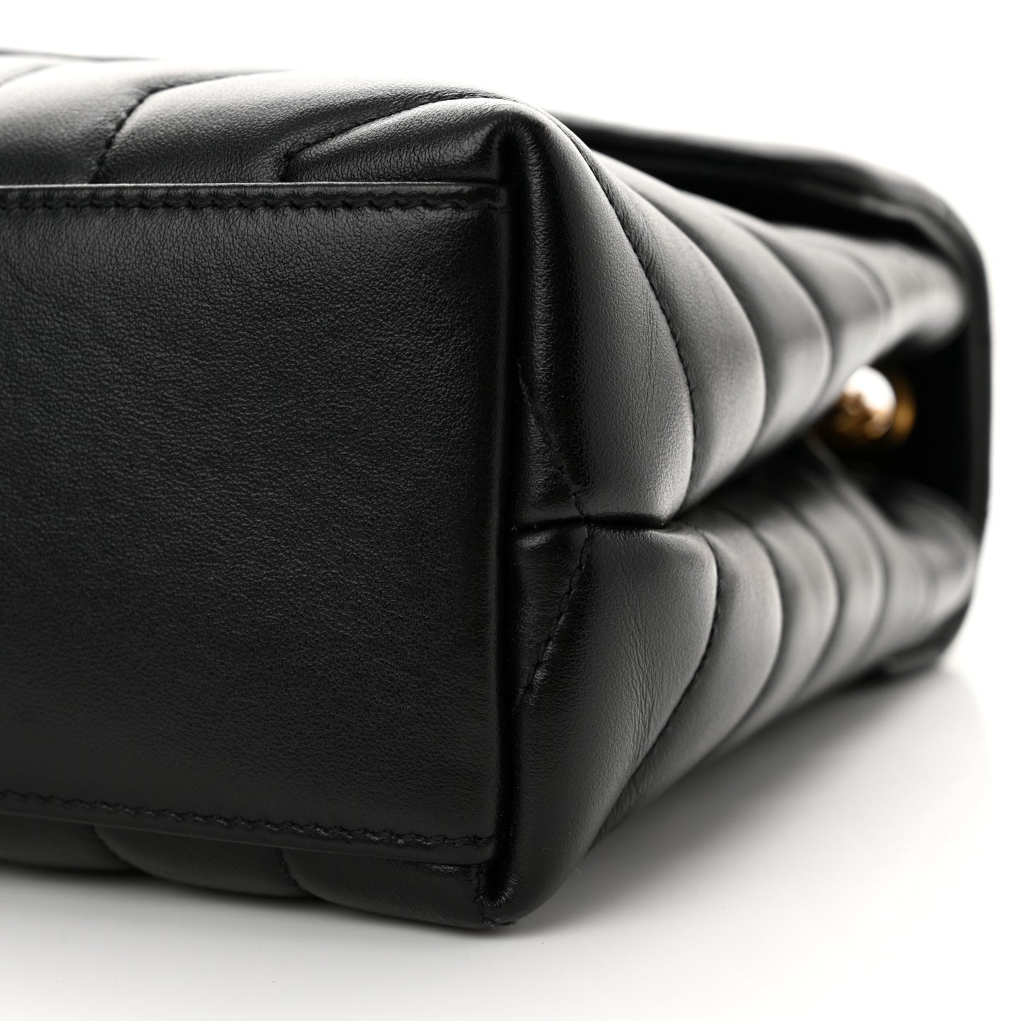 Calfskin Y Quilted Monogram Small Loulou Chain Satchel Black