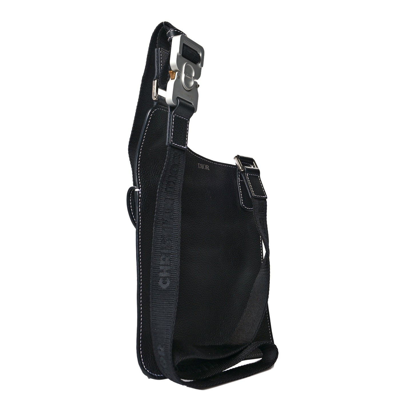 X KAWS Grained Calfskin Saddle Pouch Black