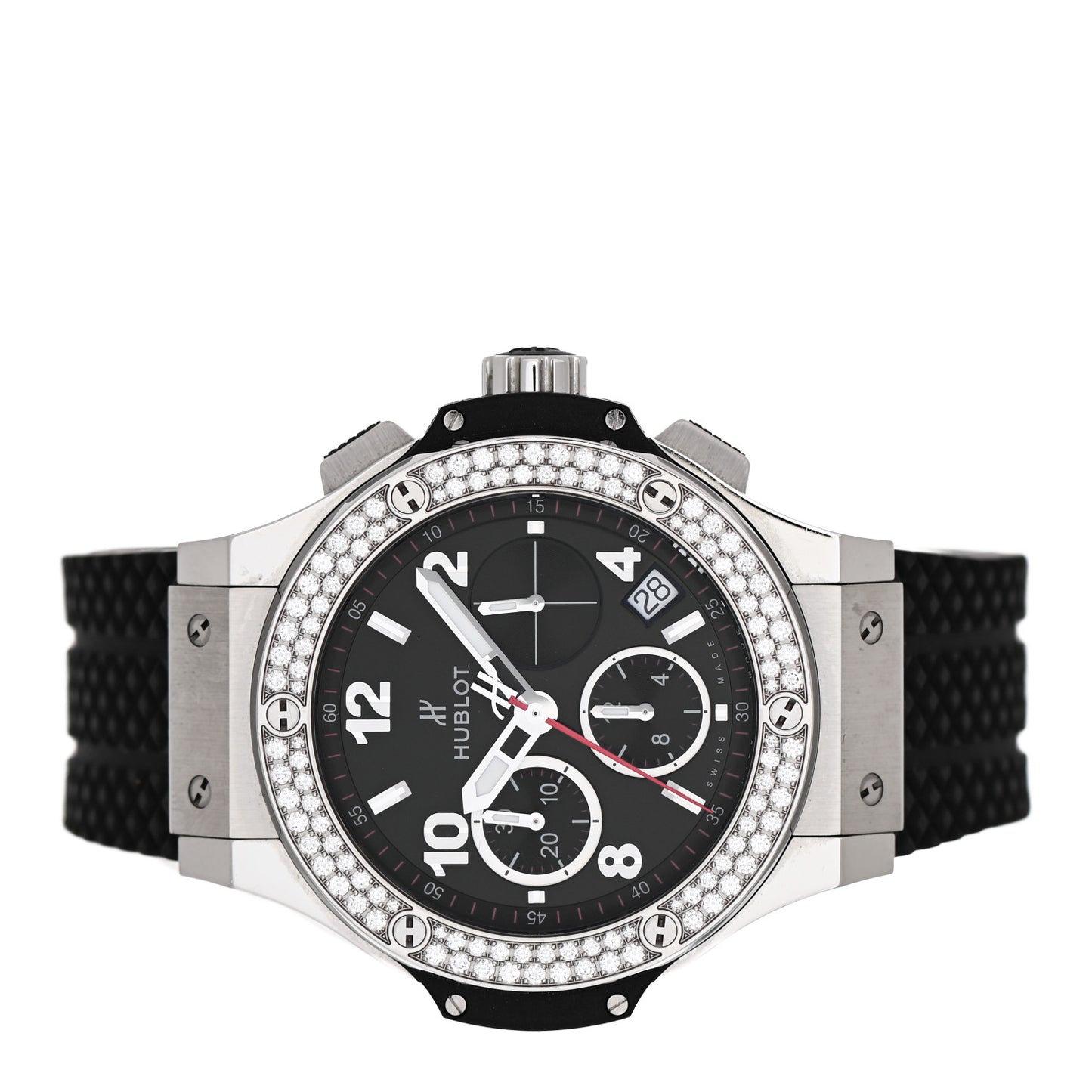 Stainless Steel Rubber Diamond Pave Bezel 41mm Big Bang Automatic Watch Black 341.SX.130.RX.114