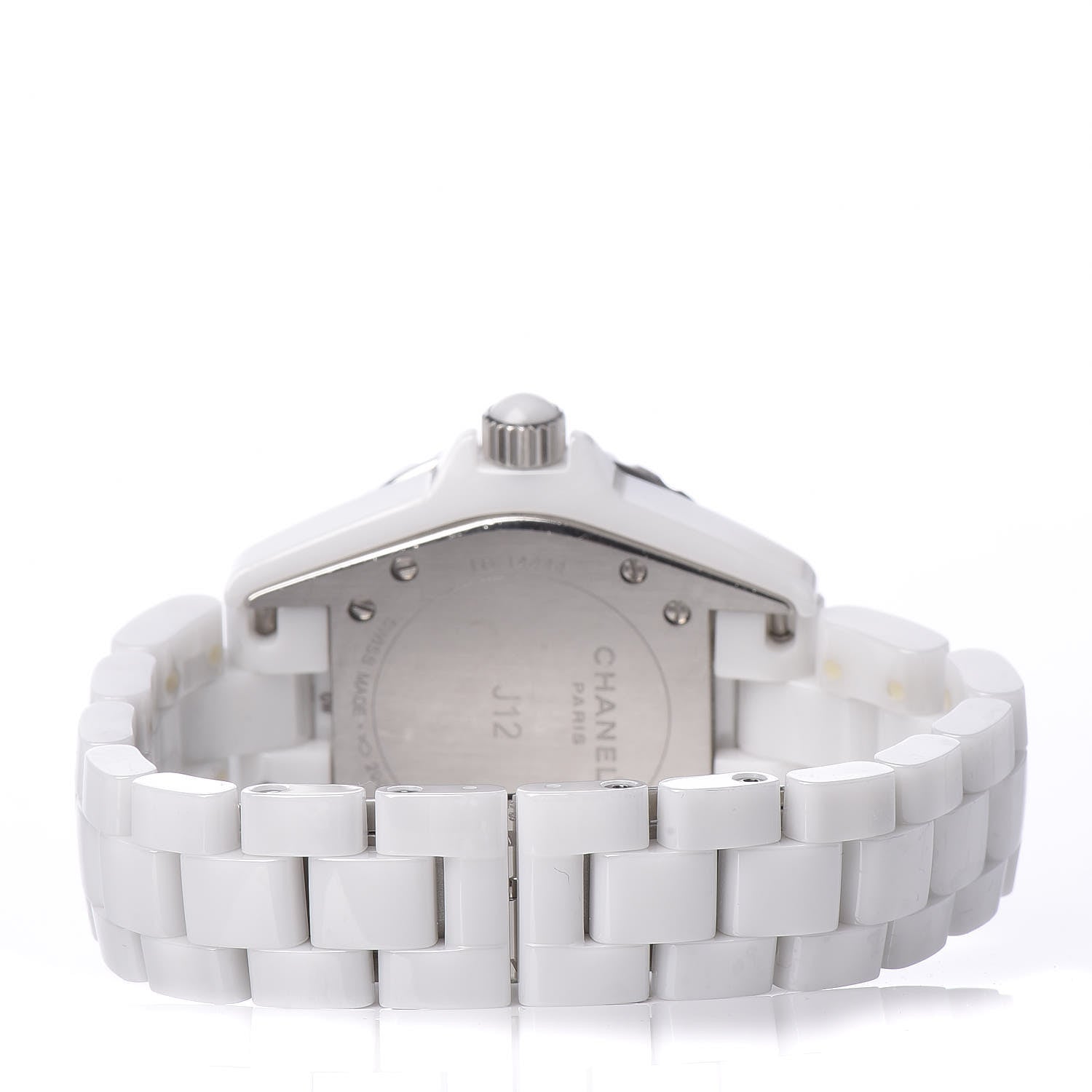 Chanel Stainless Steel Ceramic Diamond 33mm J12 Quartz Watch White 4 of 8