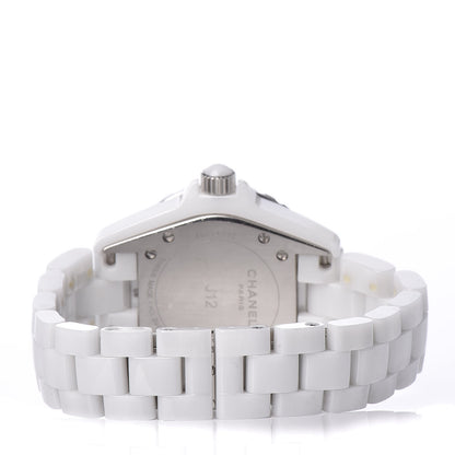 Chanel Stainless Steel Ceramic Diamond 33mm J12 Quartz Watch White 4 of 8