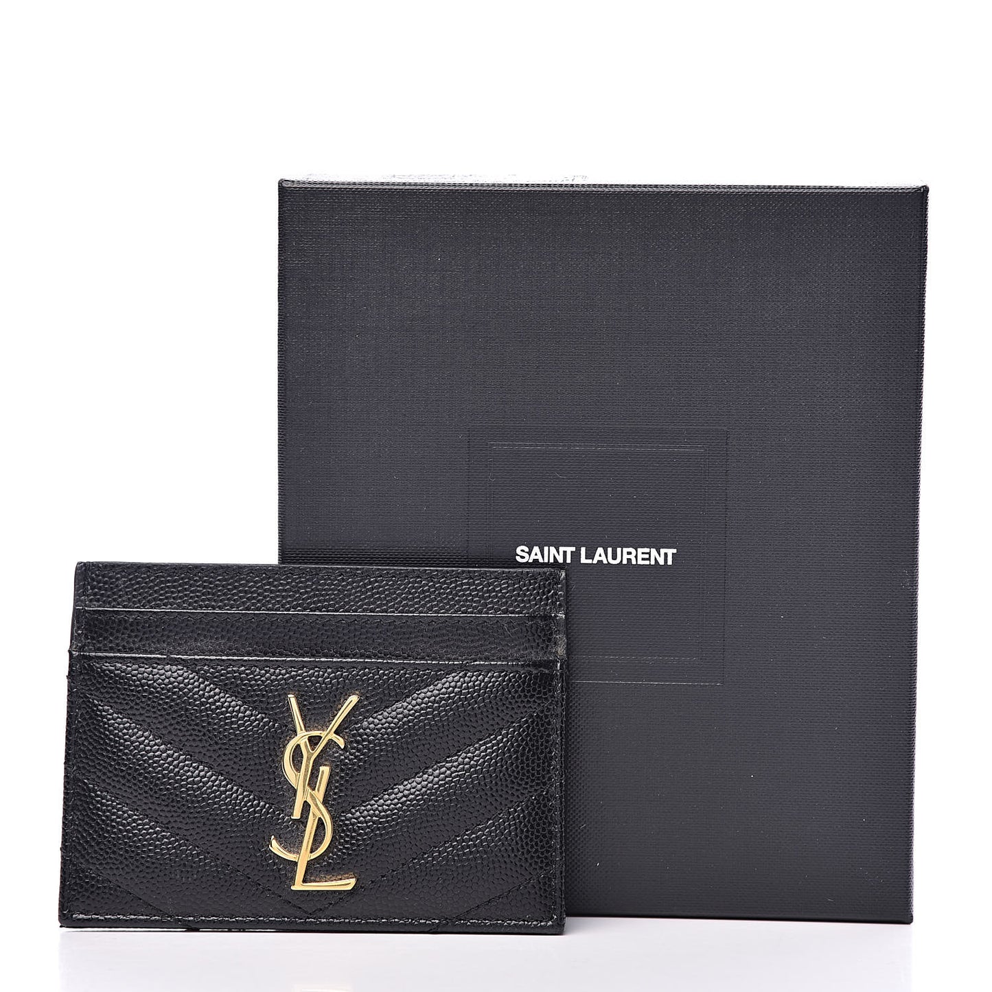 Grain De Poudre Matelasse Chevron Monogram Credit Card Case Black
