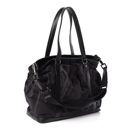 Burberry Nylon Tonal Check Diaper Bag Black 3 of 10