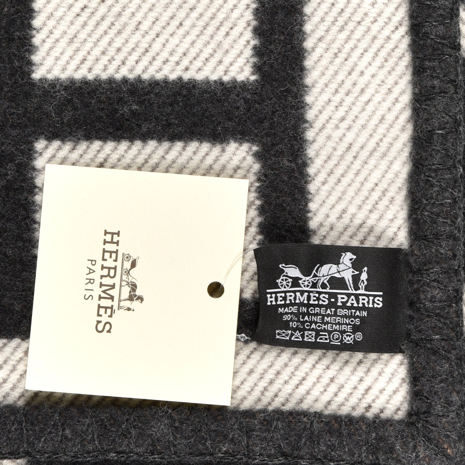 Hermes Wool Cashmere Avalon Blanket Ecru Gris Fonce 3 of 3