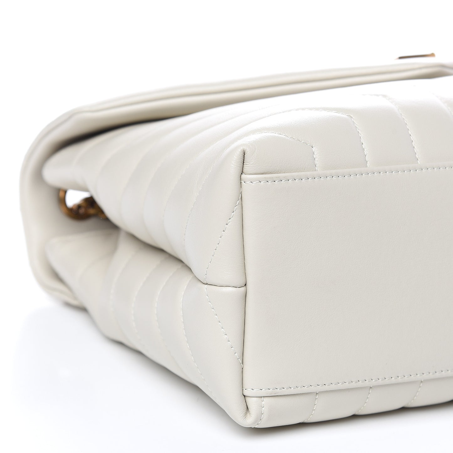 Calfskin Y Quilted Monogram Medium Loulou Chain Satchel Crema Soft
