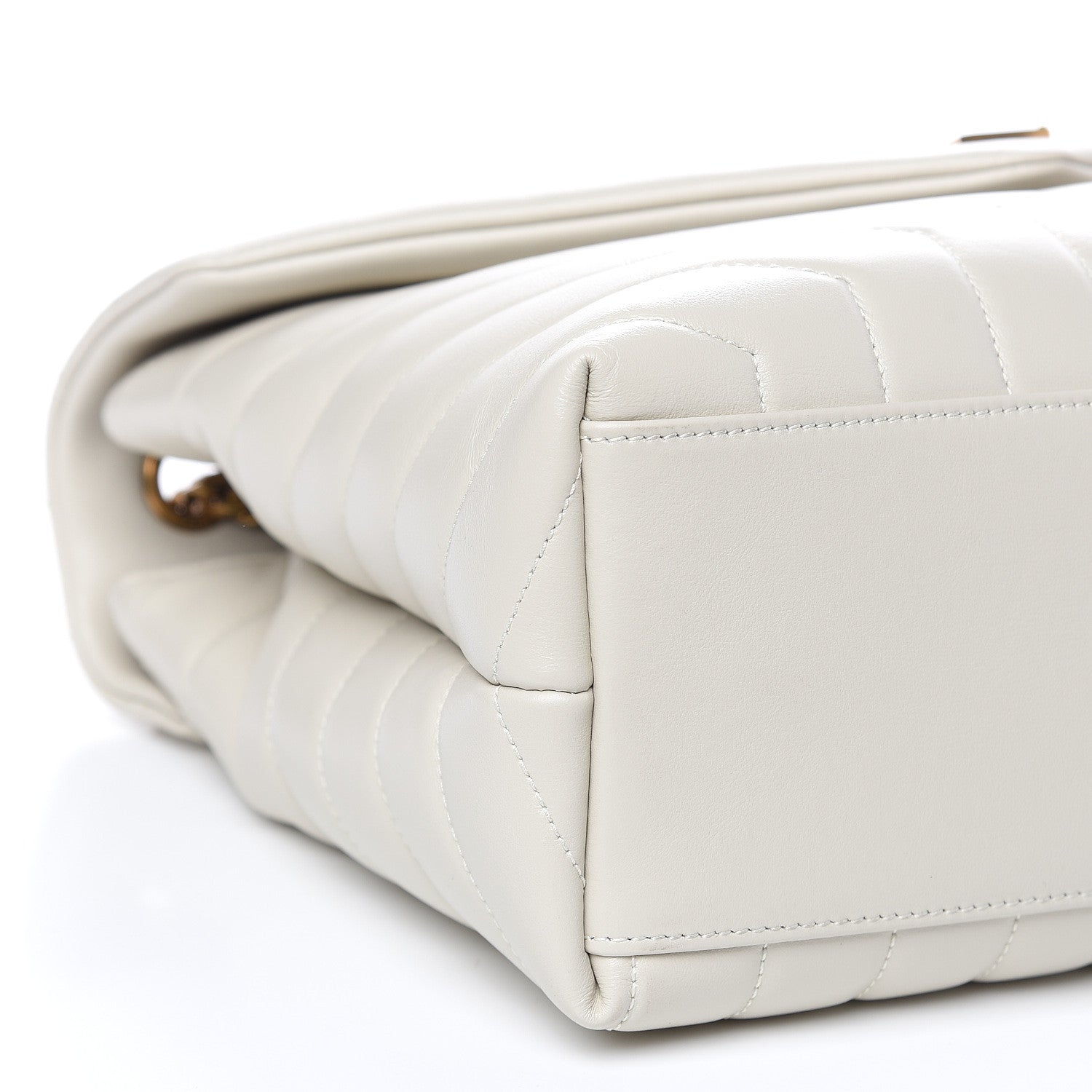 Saint Laurent Calfskin Y Quilted Monogram Medium Loulou Chain Satchel Crema Soft 9 of 10