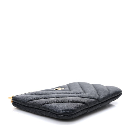 Chanel Caviar Chevron Quilted Small Ancient Greek Charms Cosmetic Case Black 4 of 7