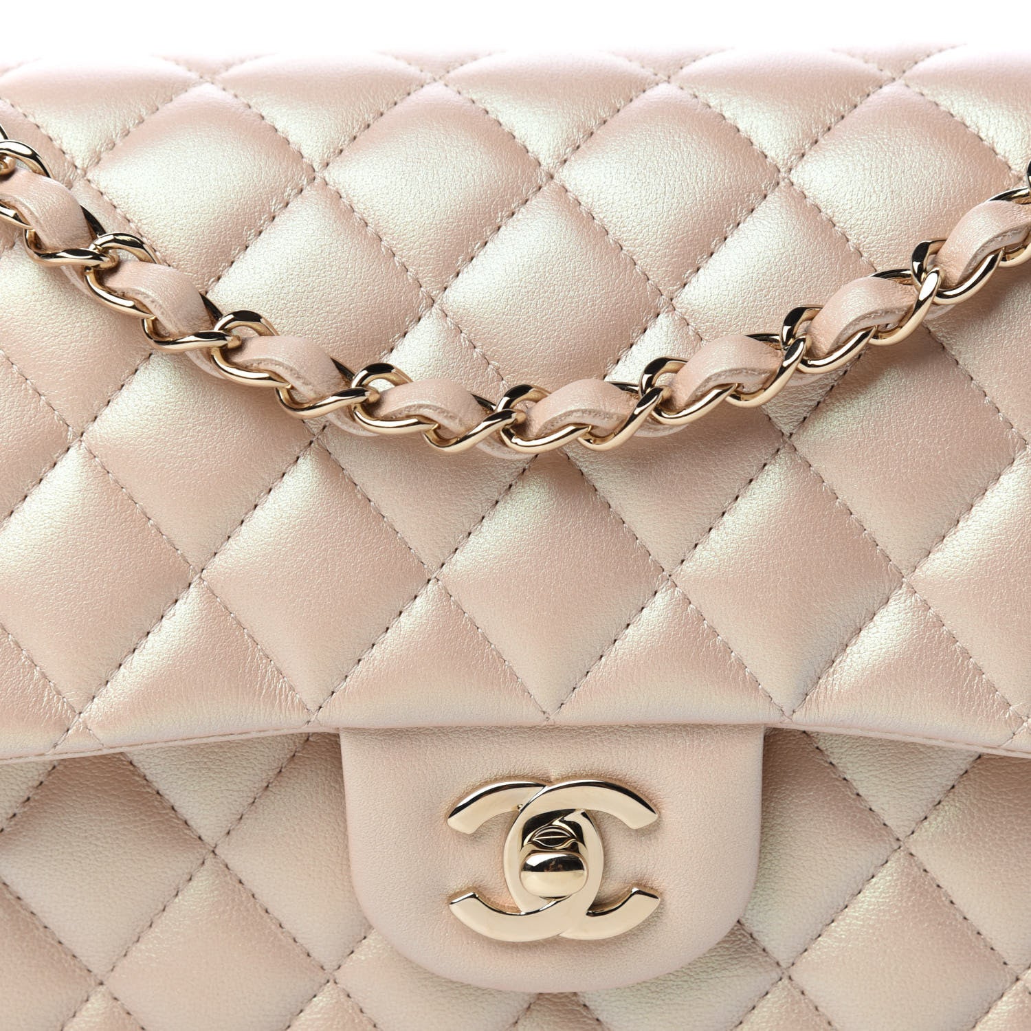 Chanel Iridescent Calfskin Quilted Medium Double Flap Beige 10 of 10
