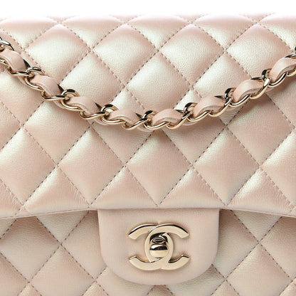 Chanel Iridescent Calfskin Quilted Medium Double Flap Beige 10 of 10