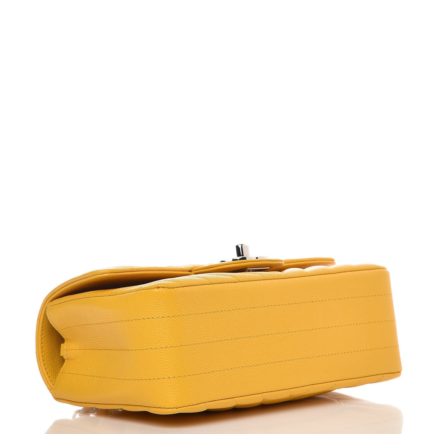 Chanel Caviar Chevron Quilted Mini Rectangular Flap Yellow 4 of 8