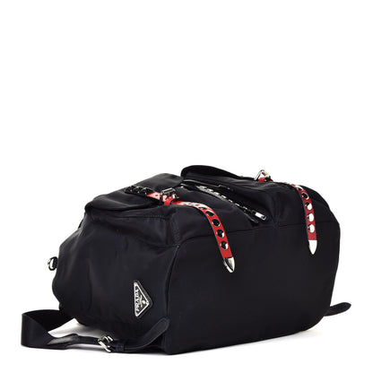 Prada Nylon New Vela Studded Backpack Black Fuoco 3 of 4