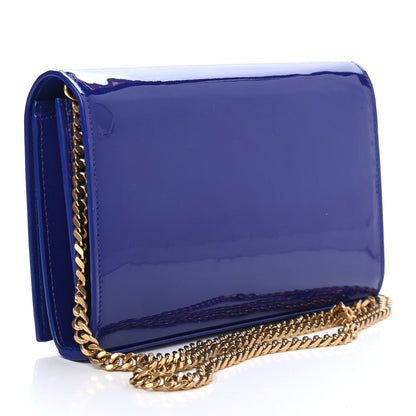 Saint Laurent Patent Calfskin Monogram Kate Wallet On Chain Royal Blue 2 of 4
