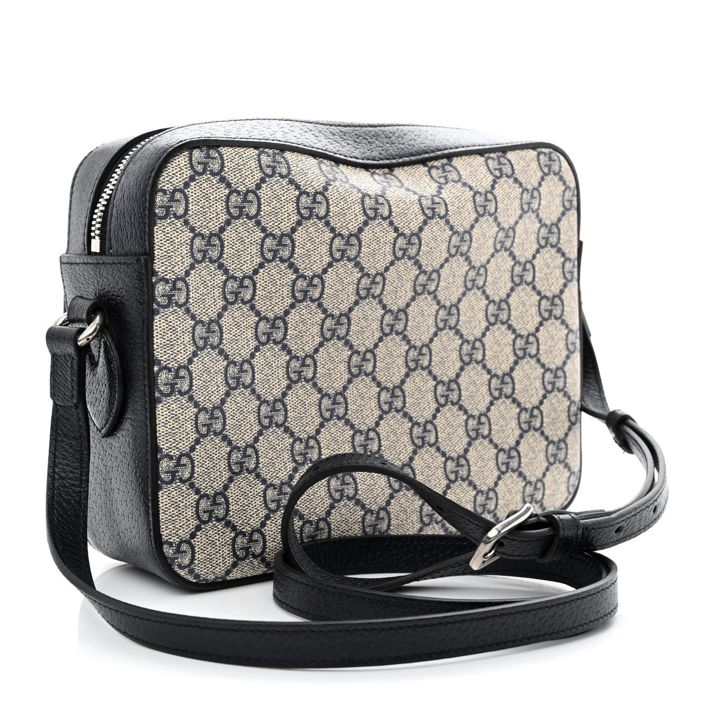 GG Supreme Monogram Textured Dollar Calfskin Small Horsebit 1955 Shoulder Bag Beige Blue