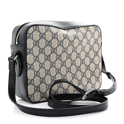 Gucci GG Supreme Monogram Textured Dollar Calfskin Small Horsebit 1955 Shoulder Bag Beige Blue 3 of 13