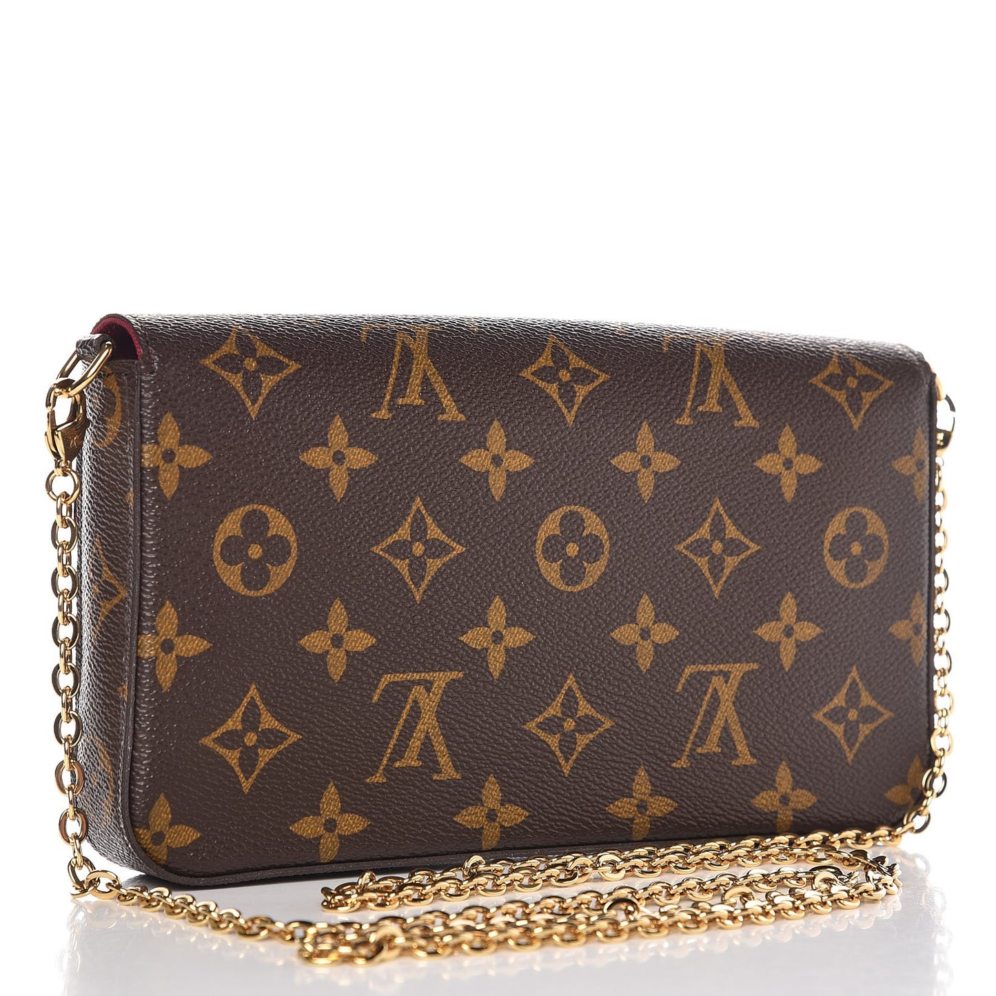 Monogram Pochette Felicie Chain Wallet Fuchsia